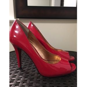 BCBG Red Peeptoe Heels